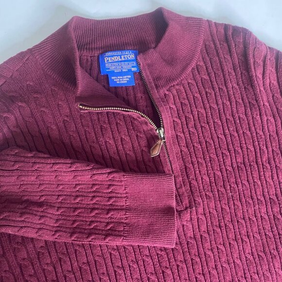 Vintage Pendleton Pima Coton Cable Knit Sweater Mens XL Half-Zip Pullover Fisher - Picture 1 of 10
